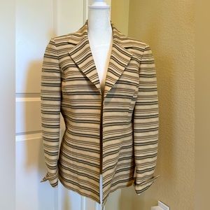 Kasper Striped Blazer Size 10 Beige and Grey